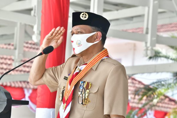 Gubernur Nurdin Pimpin Apel Besar HUT Ke-59 Gerakan Pramuka
