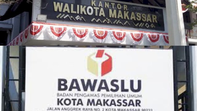 Tampak depan kantor walikota Makassar dan Bawaslu Makassar.