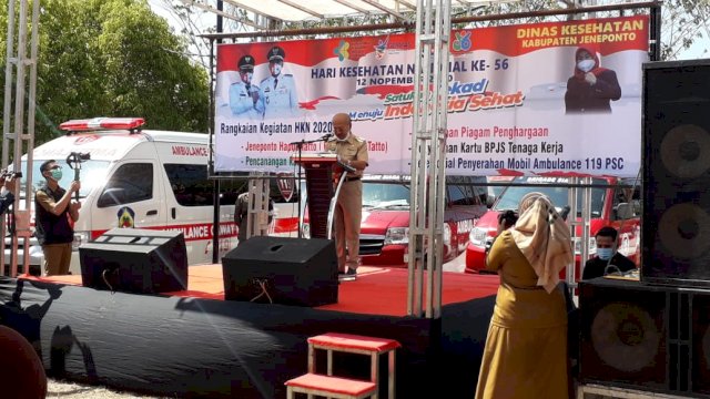 Bupati Jeneponto Iksan Iskandar sambutan di HKN ke-56.