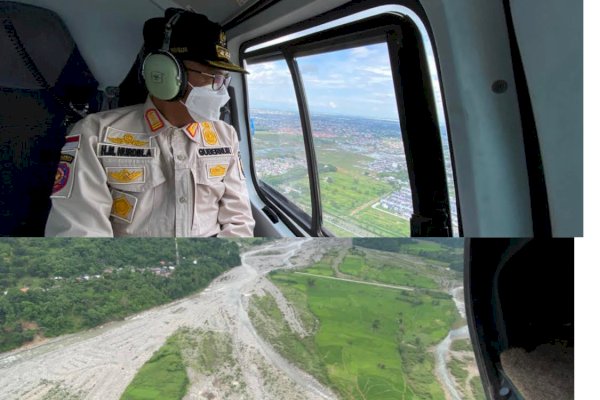 Pantau Sulsel dari Helikopter, Gubernur Nurdin Harap Ada Kajian Komprehensif untuk Atasi Banjir