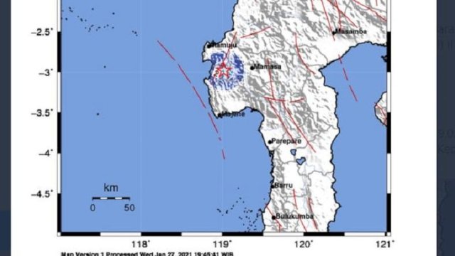 Gempa M 3,6 Kembali Guncang Majene Sulbar, Pusat Getaran di Darat