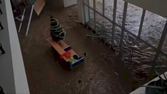 Air sudah masuk ke kampus Farmasi Perkamil, Manado. 