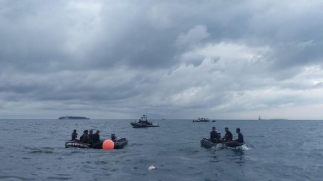 Proses pencarian Sriwijaya Air di Kepulauan Seribu.