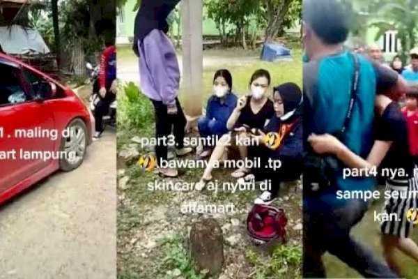 3 Gadis Cantik Naik Mobil Bagus Kepergok Nyolong Skincare di Minimarket