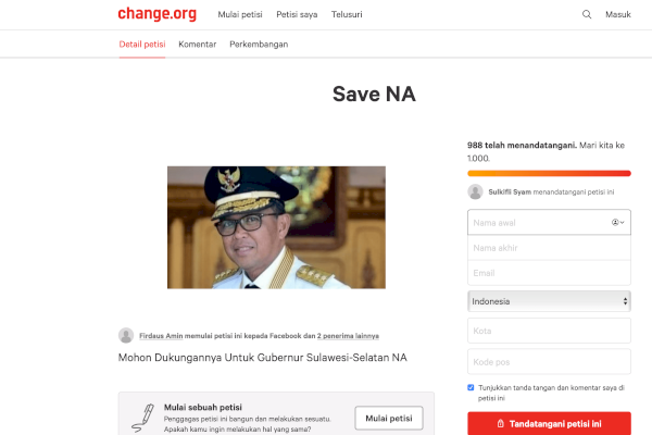 Beredar Petisi “Save NA” Setelah Nurdin Abdullah Jadi Tersangka Kasus Suap