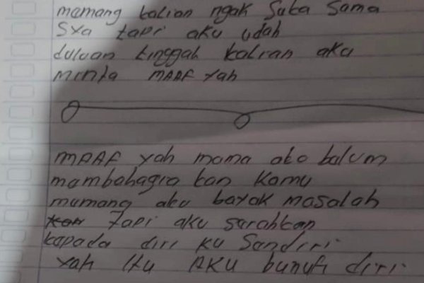 Ini Surat Wasiat Sepasang Kekasih yang Ditemukan Tewas Tergantung: Maaf Yah Mama&#8230;