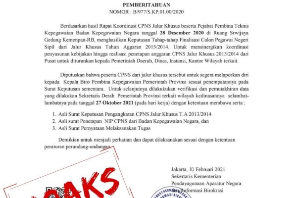 Awas Tertipu! Informasi Penerimaan CPNS Jalur Khusus, Ini Faktanya