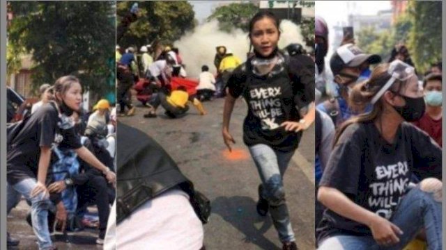 Kyal Sin - Seorang gadis 20 tahun tewas dalam sebuah aksi damai menentang kudeta Myanmar. 