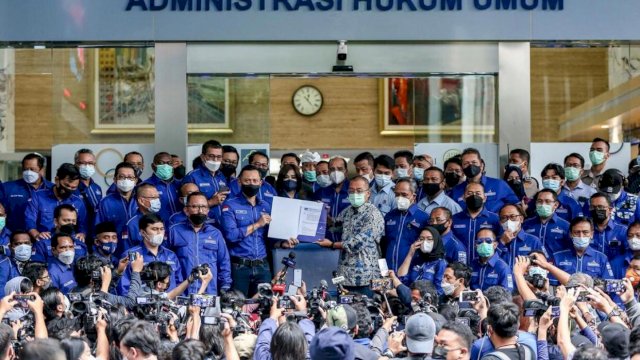 AHY Bareng Ketua Demokrat se-Indonesia Geruduk Kantor Menkumham, Perlawanan Pertama ke Moeldoko Cs