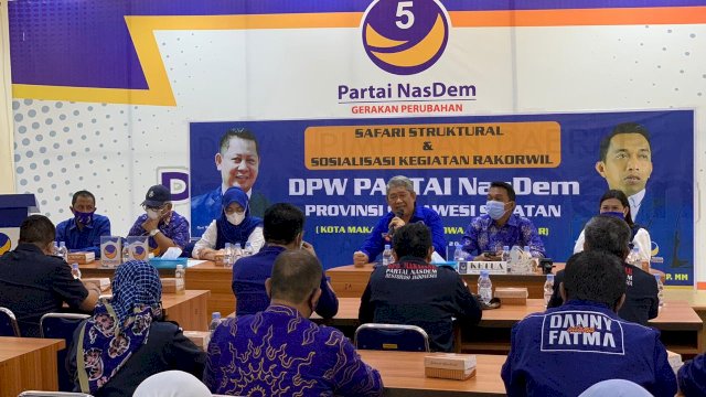 Safari Struktural dan Sosialisasi Kegiatan Rakorwil di Sekretariat DPD NasDem Makassar, Jumat (12/3/2021).