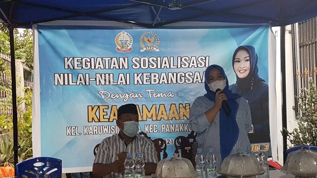 Wakil Ketua Komisi E DPRD Sulsel Fraksi NasDem, Rezki Mulfiati Lutfi saat melakukan sosialisasi nilai-nilai kebangsaan