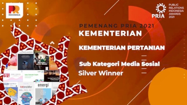 Media Sosial Kementan Raih Penghargaan di Ajang PR Indonesia Award 2021