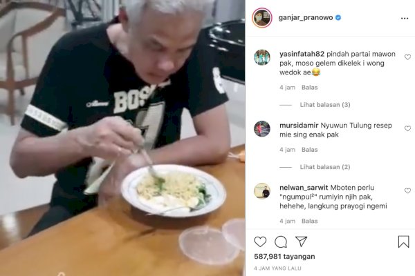 Tak Diundang PDIP, Ganjar Unggah Video Asyik Makan Mie, Warganet: Pindah Partai Saja Pak!