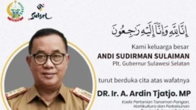 Innalillah, Kadis Tanaman Pangan Sulsel Andi Ardin Tjatjo Meninggal Dunia