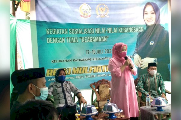 Dari Vaksin hingga Patuhi Prokes Disampaikan Legislator NasDem Sulsel Rezki Lutfi saat Sosialisasikan Nilai Kebangsaan