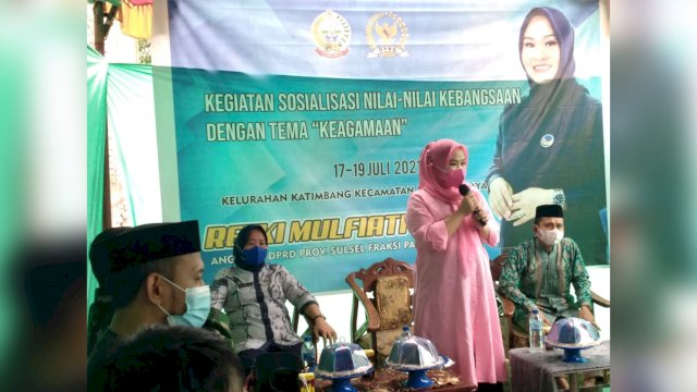 Dari Vaksin hingga Patuhi Prokes Disampaikan Legislator NasDem Sulsel Rezki Lutfi saat Sosialisasikan Nilai Kebangsaan