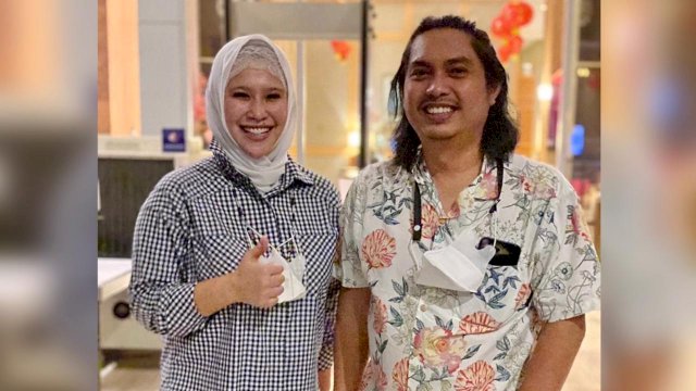Irma Trisnawati Anwar bersama Ketum HIPMI Mardani H Maming saat berkunjung ke Makassar, belum lama ini.