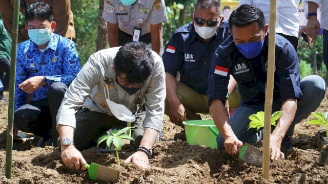 Ketua Umum Persatuan Eksportir dan Pengusaha Perkebunan Porang Indonesia (PEPKI), Syaharuddin Alrif dan Mentan Syahrul Yasin Limpo di Pangkep