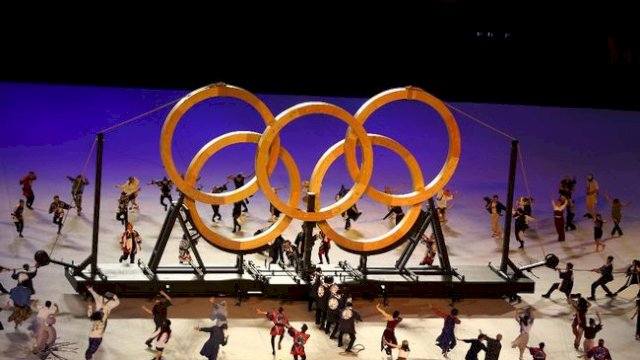 Cincin Olimpiade Tokyo 2020 terbuat dari kayu yang sama saat Jepang jadi tuan rumah 57 silam.(REUTERS)