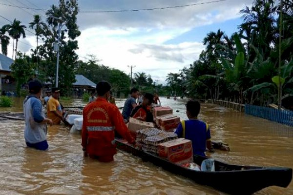 Puluhan Rumah dan Lahan Persawahan Milik Warga di Konawe Terendam Banjir