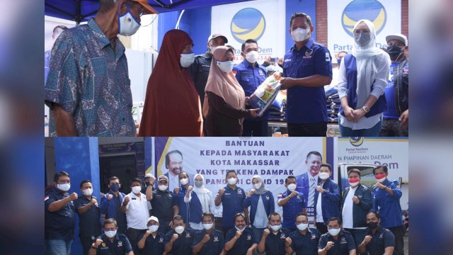 Rusdi Masse Serahkan Ribuan Paket Sembako ke NasDem Makassar untuk Warga yang Terdampak Pandemi