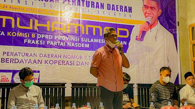 Anggota Komisi B DPRD Kabupaten Bone dari fraksi Nasdem H.Muhammad, kembali melakukan sosialisasi penyebarluasan Peraturan Daerah (Perda).