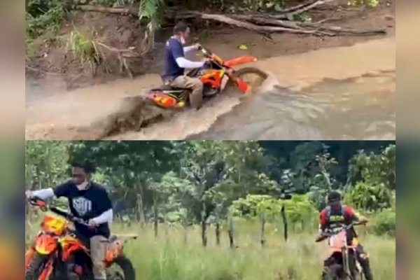 VIDEO Pimpinan DPRD Sulsel Syaharudddin Harus Terobos Jalan Berlumpur Naik Motor Trail untuk Bertemu Warga