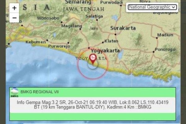 Gempa 3,2 Guncang Bantul Yogyakarta