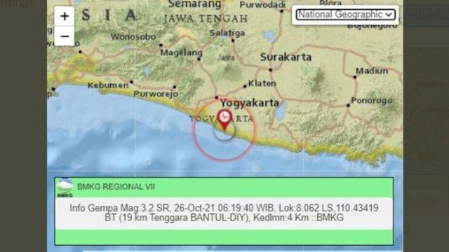 Gempa 3,2 Guncang Bantul Yogyakarta