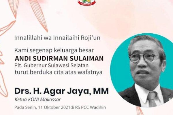 Plt Gubernur Sulsel Andi Sudirman Ucapkan Belasungkawa Meninggalnya Ketua KONI Makassar