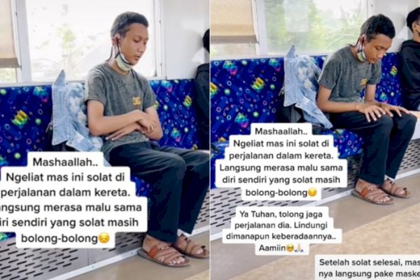 Viral, Pria Shalat dalam Posisi Duduk di KRL, Netizen Akui Tertampar dan Nangis