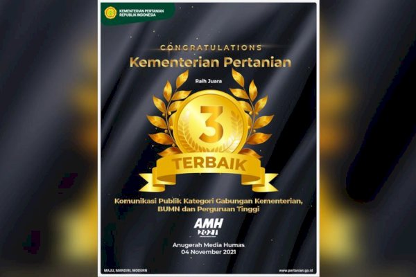 Kementerian Pertanian Raih Penghargaan Komunikasi Publik di AMH 2021