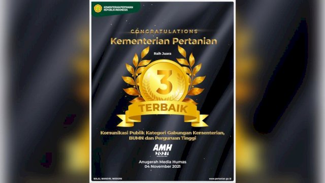 Kementerian Pertanian Raih Penghargaan Komunikasi Publik di AMH 2021