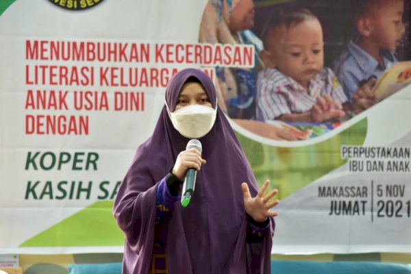 Tiba di Perpustakaan Ibu dan Anak, Bunda Paud Pemprov Sulsel Disambut Anak-anak Downsindrome