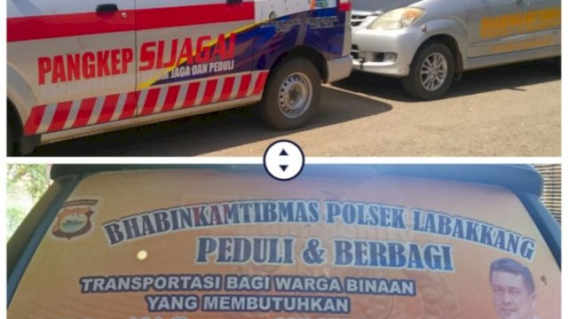 Bhabinkamtibmas Polsek Labakkang Pangkep Manfaatkan Mobil Pribadi untuk Transportasi Warga