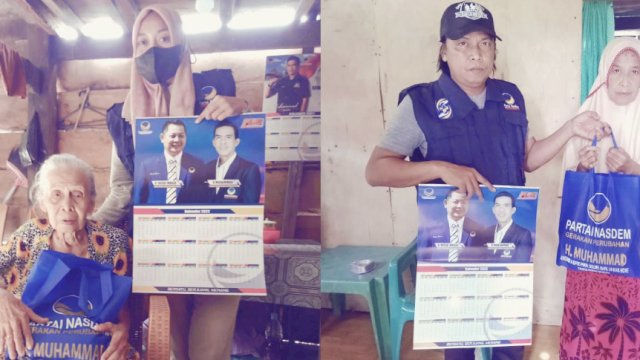 Jumat Berkah, Tim Anggota DPRD Sulsel dari Fraksi NasDem H Muhammad membagikan sembako.