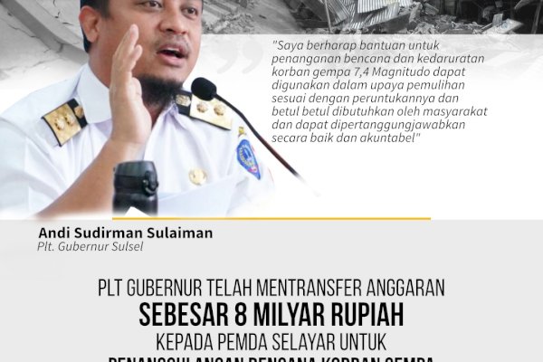 Gempa 7,4 Magnitudo Berdampak di Selayar, Plt Gubernur Sulsel Beri Bantuan 8 Miliar