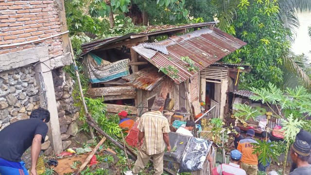 Sebanyak 2 unit rumah tertimpa pohon tumbang di Kabupaten Sinjai, Sulsel.