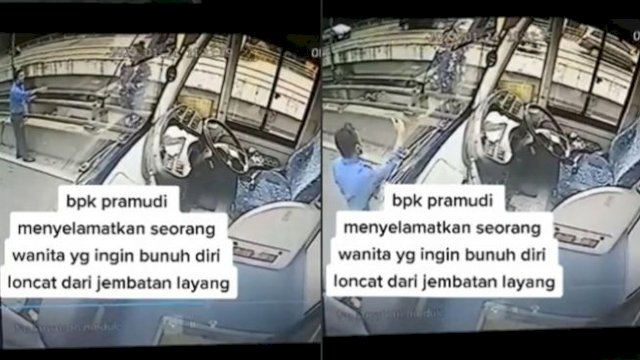 Tangkapan Layar Sopir Bus Transjakarta yang Gagalkan Upaya Bunuh Diri Wanita di Atas Flyover. (F-Int)