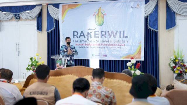 Bupati Pangkep Muhammad Yusran Lalogau membukan kegitan Rakerwil Lazismu se Sulsel. (F-Humas)