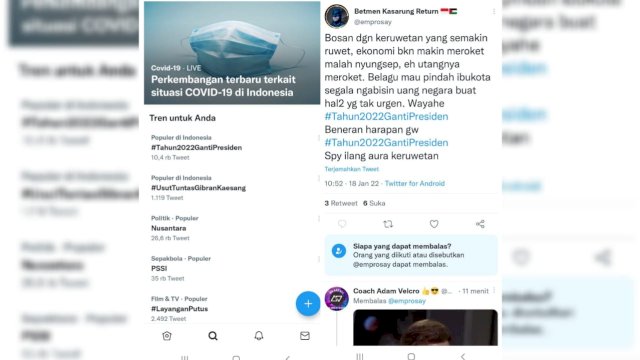 Tangkapan Layar Komentar Netizen soal #Tahun2022GantiPresiden.