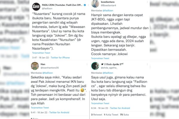 Nusantara Kurang Cocok, Fadli Zon Usulkan Nama IKN “Jokowi”, Netizen: Gimana Kalau Fadlizon Cs