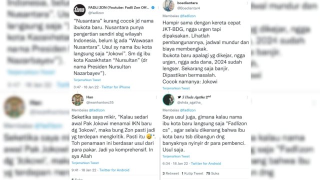 Tangkapan Layar Twit Fadli Zon dan Netizen.