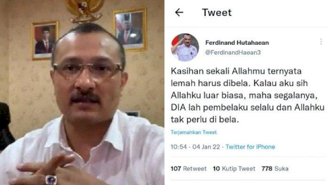 Ferdinand Hutahean ditahan polisi karena postingannya di Twitter