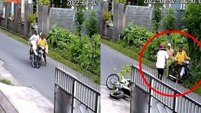 Pengendara Motor Trail yang menabrak Bapak-bapak dan langsung Sungkem jadi viral.(F-int)