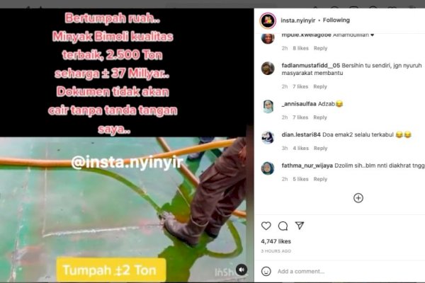 Minyak Goreng 2.500 Ton Tumpah di Laut, Netizen: Doa Emak-Emak Terkabul