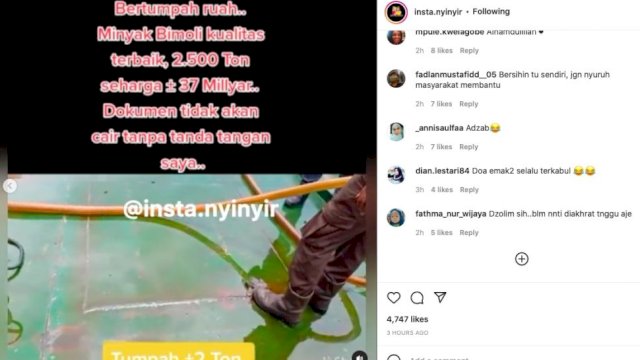 Minyak Goreng tertumpa di Laut.(F-INT)