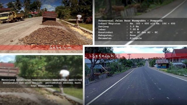 Perbaikan Ruas Waempubbu - Pompanua di Bone Sulsel Akhirnya Tuntas.