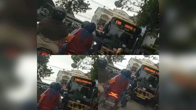 Bus Mamminasata Serempet Motor warga.