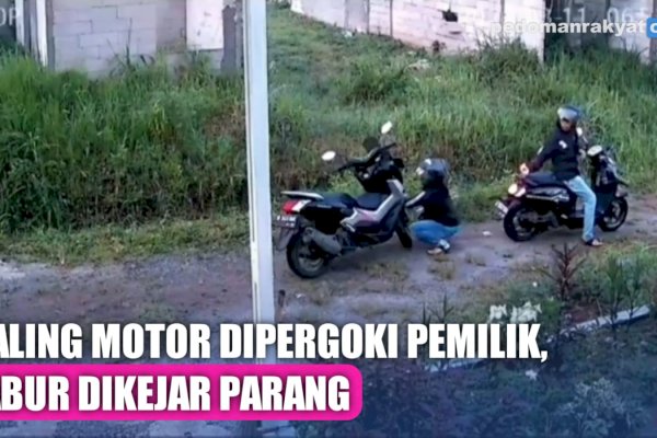 VIDEO: Detik-detik Maling Motor Kepergok Sang Pemilik, Kabur Dikejar Parang